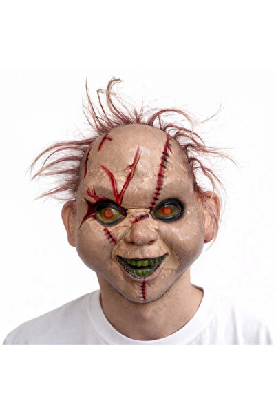 shopwave Chucky Horror Mask with Hair – Realistic Stitched and Detailed Mask