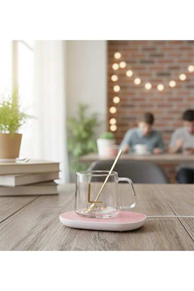 MHT كوب مع سخان - كوب كهربائي مع طاولة تسخين لحفظ الحرارة، طقم كوب وملعقة من ...