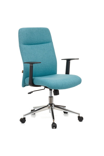 QMOBILI ROYAL Turquoise office chair, fabric, rocking mechanism, polypropylene arms, chrome base