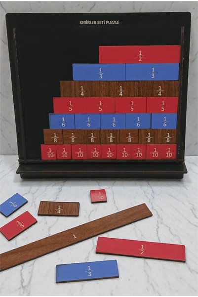 turuncufabrika Wooden Fractions Set Puzzle – Montessori Educational Math Toy |   Fractions Tutorial