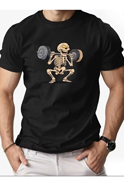 LELVANİ تي شيرت بطباعة نمط الهيكل العظمي من هالتر ليفت