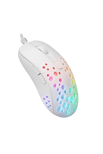ATAsoft Beyaz Rainbow Aydınlatmalı RGB 8000dpı Işıklı Gaming Oyuncu Mouse