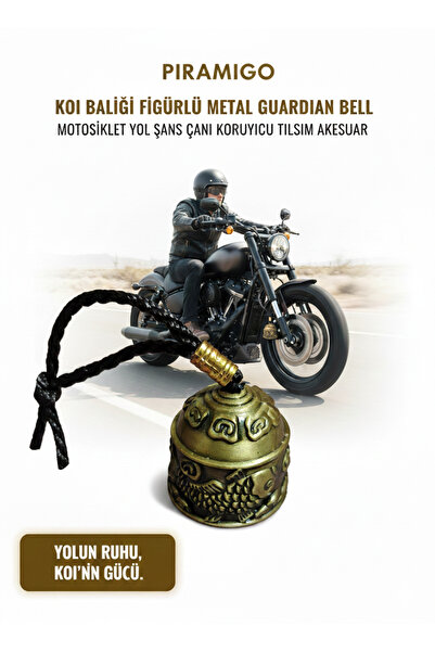 PİRAMİGO Koi Fish Motorcycle Protection Bell World Current Guardian Bell Legendary Biker Ancient Road Talisman
