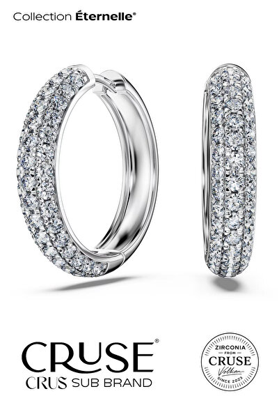 Cruse 925 Ayar Gümüş Éternelle™ 2.0 ct Tamtur Halka Küpe 18 Ayar Beyaz Altın ...