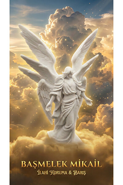 uAmor Dekoratif Başmelek Mikail Biblosu - Archangel Michael Melek Heykeli - Ev Ofis Masaüstü Dekorasyon