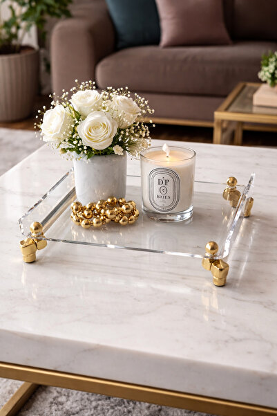 innossa pleksi dekorasyon Gold Brass Pedestal Riser and Organizer