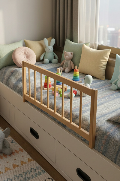 Stork Berxo Premium Ahşap Park Yatak Oyun Bariyeri - Park Yatak Korkuluk Kayın Ağacı