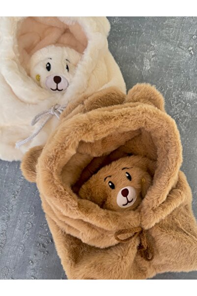 Toka Kutum Kids Store Kahverengi Renk Kürk Peluş Atkışı Şapka