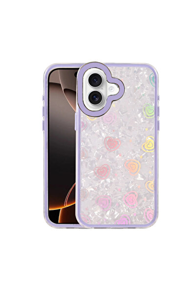 Marsilyan غطاء آيفون 16 لومي منقوش - أرجواني