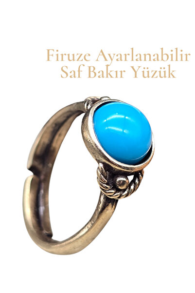 NBS Beautiful Naturel Stones Turquoise Stone Ring Copper Pure Adjustable Gift Daily Special Occasions