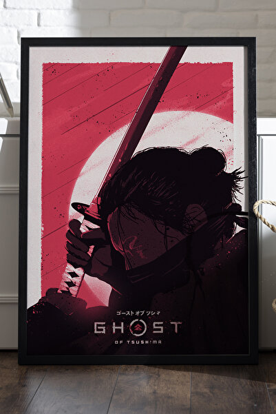 Duvarda Poster Ghost of Tsushima cu ramă din lemn negru, pictură decorativă d...