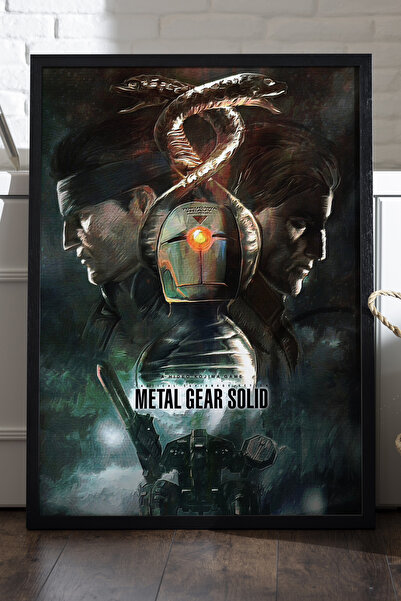 Duvarda Metal Gear Solid crni poster sa drvenim okvirom, dekorativna zidna sl...