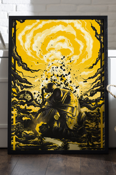 Duvarda Fallout crni drveni poster u ramu, dekorativna zidna slika za igre