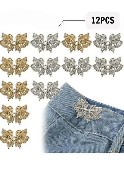 Generic Adjustable Jeans Butterfly Buttons, 12 Pairs