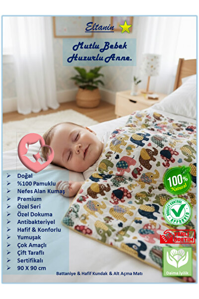 Eltanin 100% Cotton Premium Flannel Double-Sided Multi-Purpose Baby Blanket - 90X80Cm, Special Soft Fabric