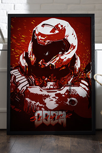 Duvarda Poster Doom cu ramă din lemn negru, pictură decorativă de perete pent...