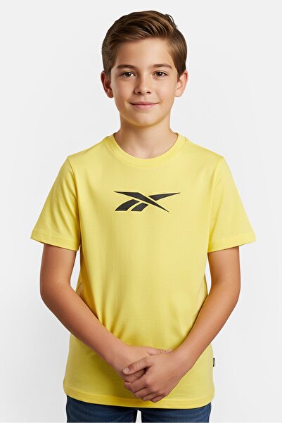Reebok Kids Boy Crew Neck Short Sleeve Outdoor T-Shirt, Yellow
