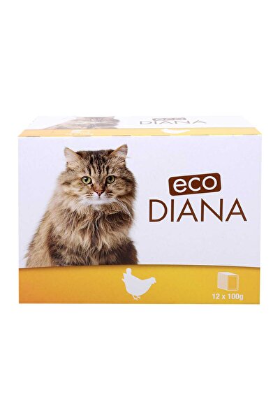 Eco Diana قطع طعام القطط مع الدجاج في المرق، وجبة رطبة مغذية للقطط البالغة