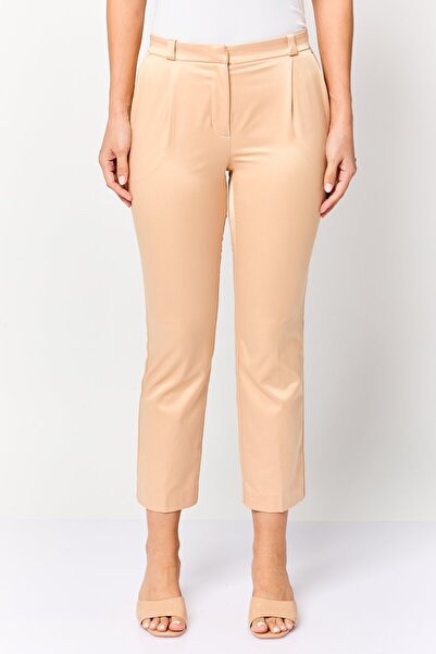 PİNKO Women Regular Fit Solid Straight Pants, Dark Beige