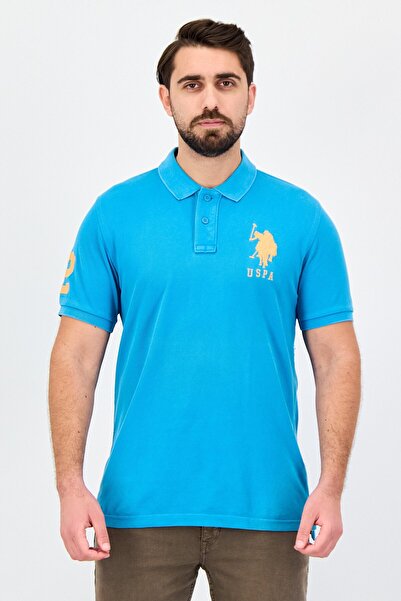U.S. Polo Assn. Men Regular Fit Embroidered Logo Short Sleeves Polo Shirt, Blue