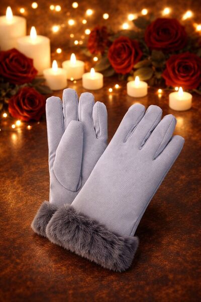 FİxTEKNO Peluşlu Dokunmatik Ekran Okuyuculu Eldiven (Su Geçirmez)