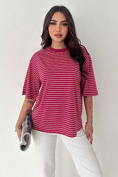 Noa&Noa Women's Oversized Striped T-Shirt – Monochrome Ease