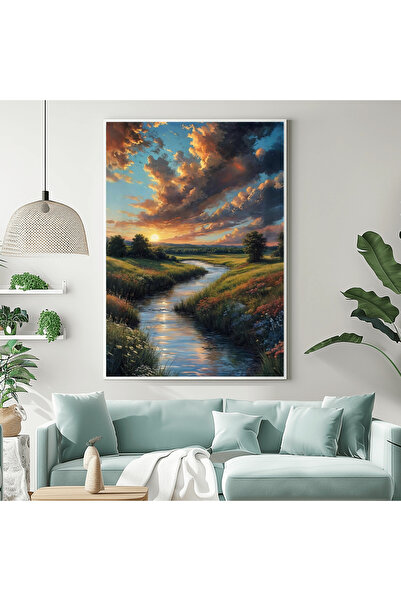 ARTAN GALLERY İtalyan Kadife Doğa Manzaralı Duvar Tablosu Ahşap Çerçeveli