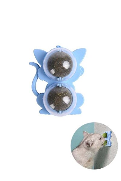 KHAJUL Generic Edible Wall Catnip Ball, Indoor Rotatable Interactive Double Ball for Cats Chew Toy