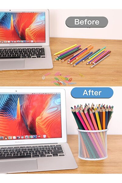 Home4U Benting 4 PCS Pen Holder Mesh Pencil Holder Metal Pencil Holder for Desk Office Pen Organizer (White