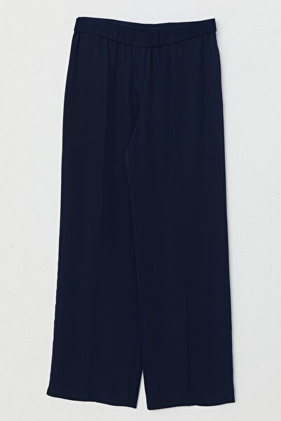 Nihan Büyük Beden Beli Lastikli Bol Paça Pantolon Lacivert