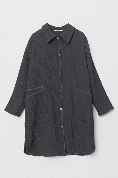 Nihan Büyük Beden İnce Kapitone Biye Detaylı Kap Antrasit