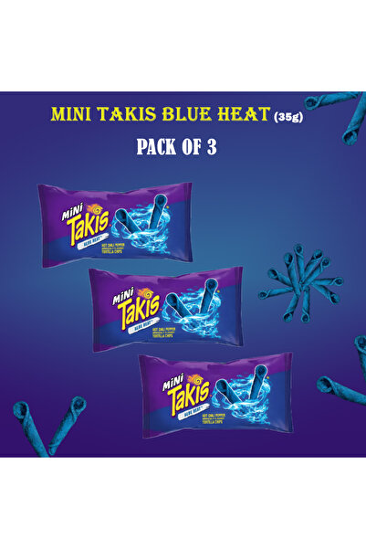 Trendyol Generic Takis Blue Heat Mini | Rolled Tortilla Chips Extra Spicy Chili Flavor Crunchy Snack 35g | pack of 3