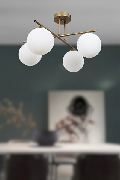 RONİSU AYDINLATMA Neutral 4’lü Cam Küre Modern Avize – Salon & Oturma Odası A...