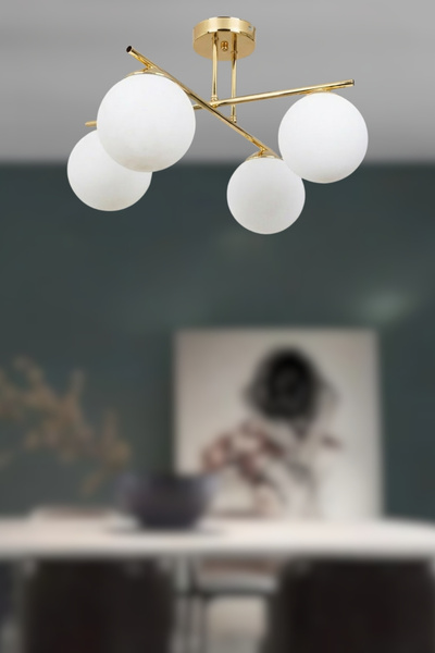 RONİSU AYDINLATMA Neutral 4’lü Cam Küre Modern Avize – Salon & Oturma Odası A...