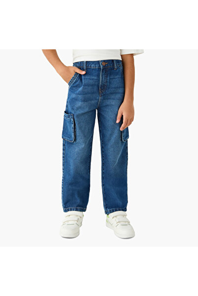 Juniors Boys Cargo Jeans – Denim – Button Waist