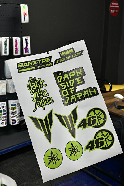 Banxtre Mt Neon Green A4 Sticker Pack for Motorcycle and Helmet (9 Pieces Stickers)
