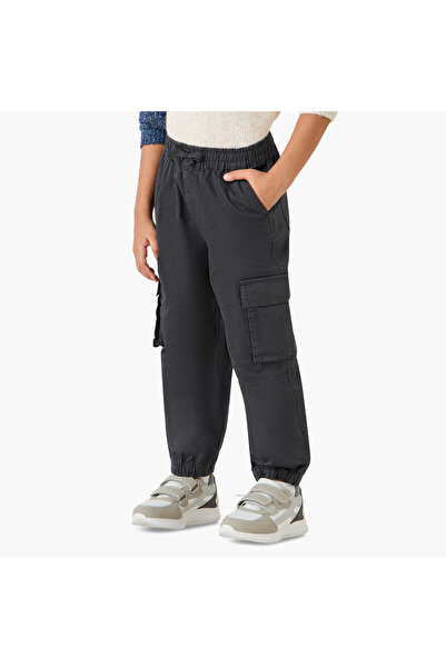 Juniors Solid Cargo Pants with Pockets