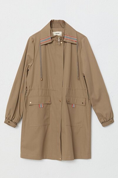 Nihan Büyük Beden Beli Büzgülü Cepli Kap Vizon