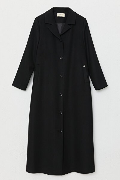 Nihan Büyük Beden Mono Kapama Manto Siyah