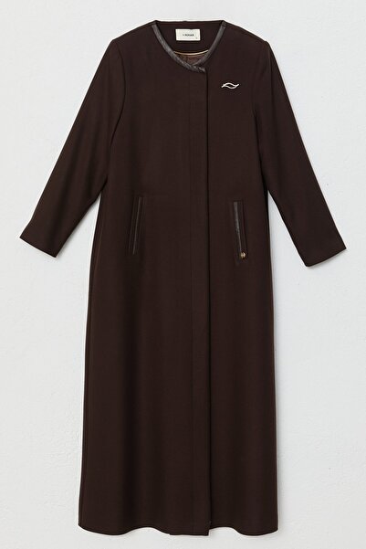 Nihan Büyük Beden Kruvaze Manto Kahve