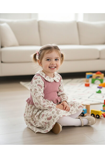 VOY KİDS Rochie și pulover din muselină pentru fetiță Hedgehog cu imprimeu l ...