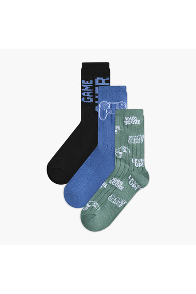 Juniors جوارب طويلة بطبعة مستوحاة من ألعاب الفيديو - طقم من 3 قطع