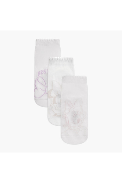 Disney جوارب قصيرة بنقشة ميني ماوس وديزي داك - طقم من 3 قطع