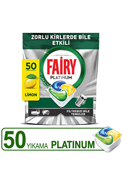 Fairy Platinum Bulaşık Makinesi Deterjanı Kapsülü/Tableti 50 Yıkama Limon Kokulu