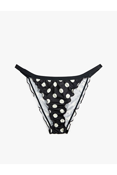 Koton Comfortable Fit Ruffled Polka Dot Patterned Brazilian Panties