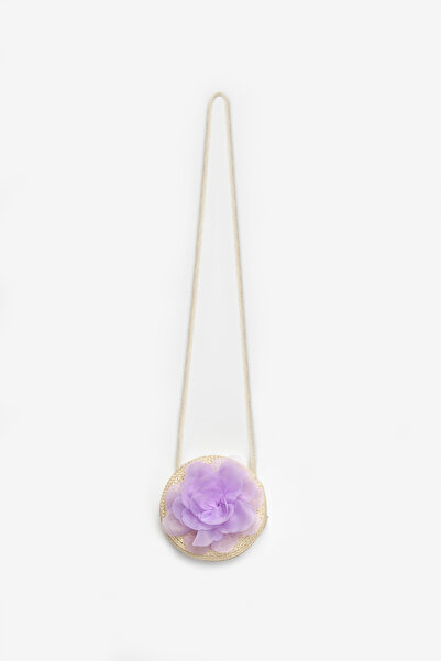 Le Mabelle Lilac Rose Detailed Girls' Straw Bag