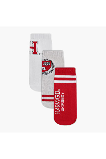 CPLG جوارب قصيرة تصل إلى الكاحل مزينة بشعار جامعة هارفارد - طقم من 3 قطع