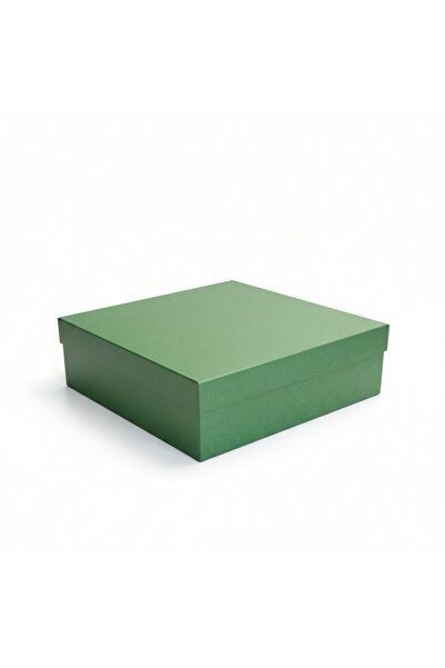 Kağıtmarket powered by Nota YEŞİL HEDİYE KUTUSU 25 X 25 X 8 Cm * KREM KIRPINT...