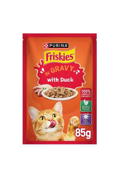 Friskies Purina Friskie Duck In Gravy Wet Cat Food Pouch 85 g Nutritious Meal for Adult Cats