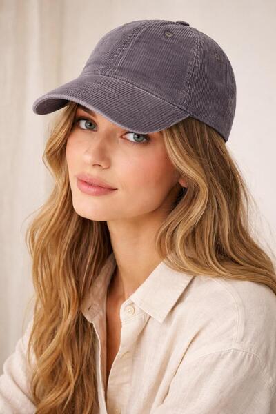 Külah Corded Fabric Textured Velvet Hat with Pale Effect - Anthracite